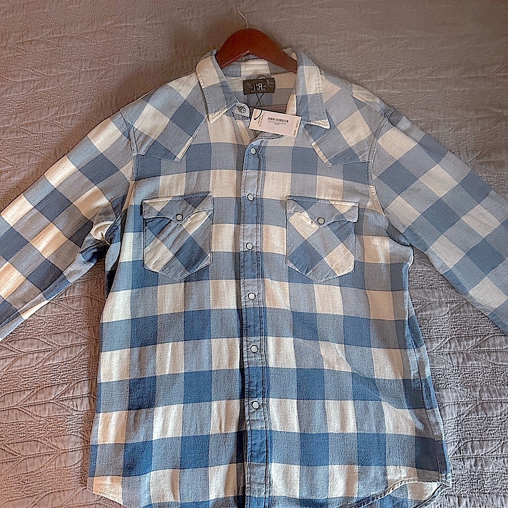 RRL BY RALPH LAUREN Slim Fit Plaid Twill Western Shirt - Blue Check